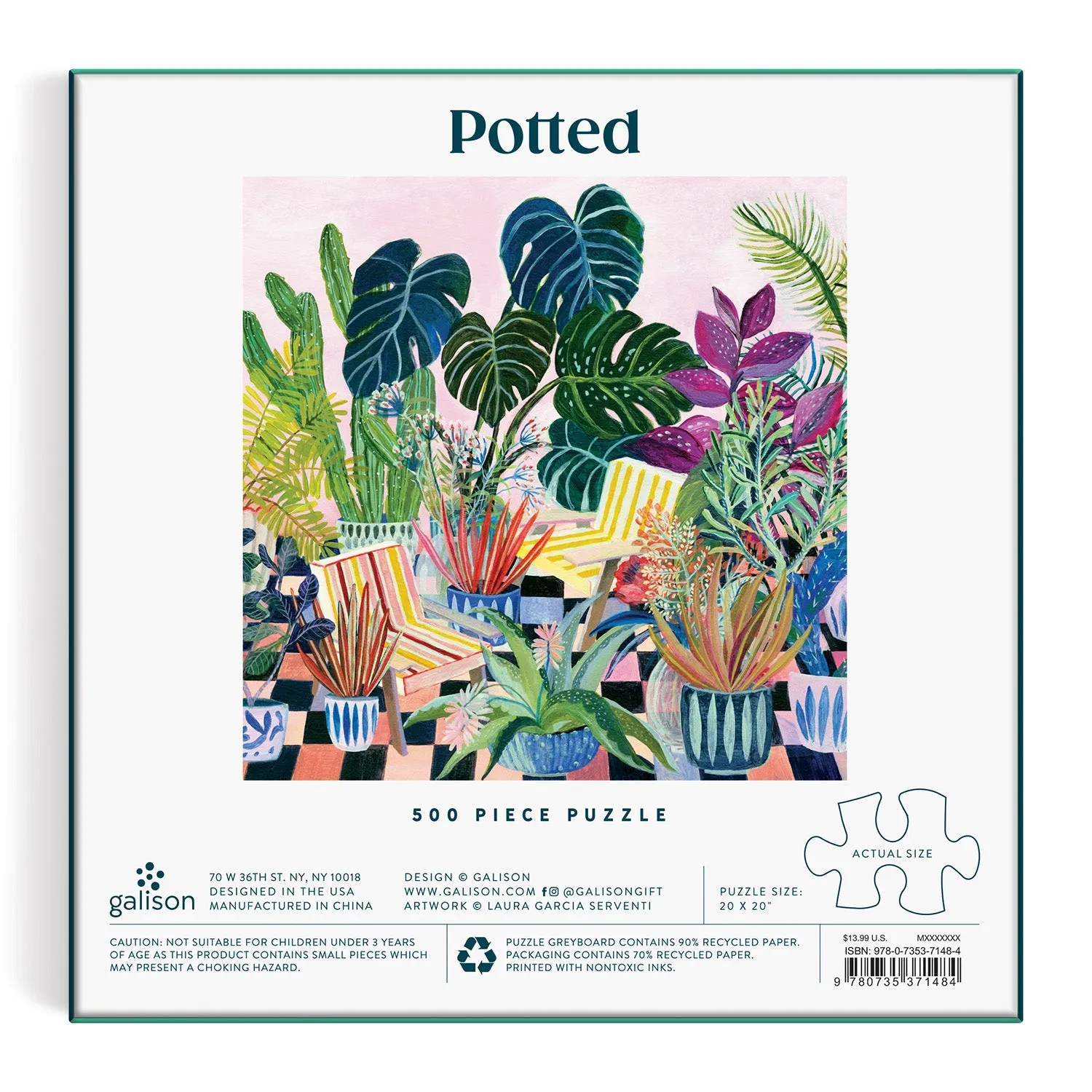 Good Puzzle Co. Potted planter puslespil 500 brikker grøn