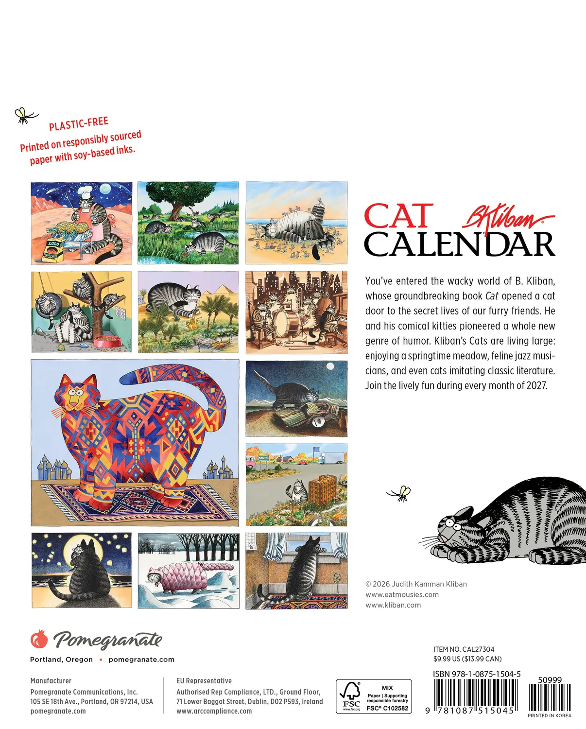 B. Kliban CatCalendar 2027 minivægkalender katte