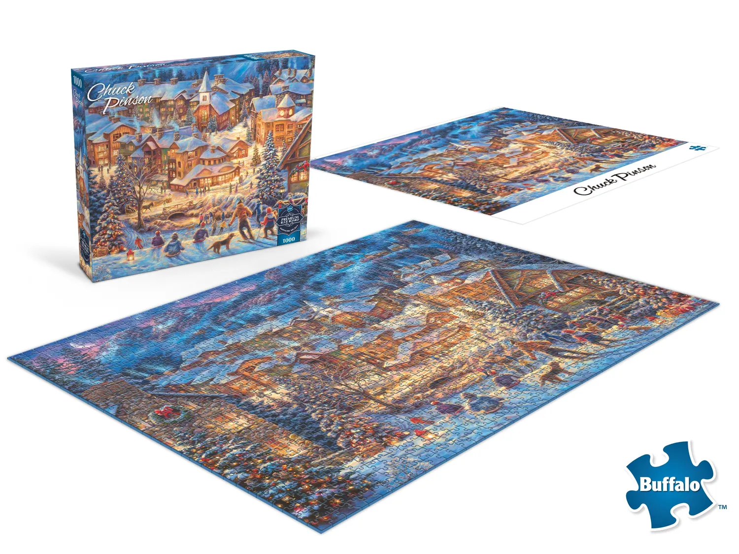 Buffalo Games Sapphire Twilight Winter Village puslespil 1000 brikker jul