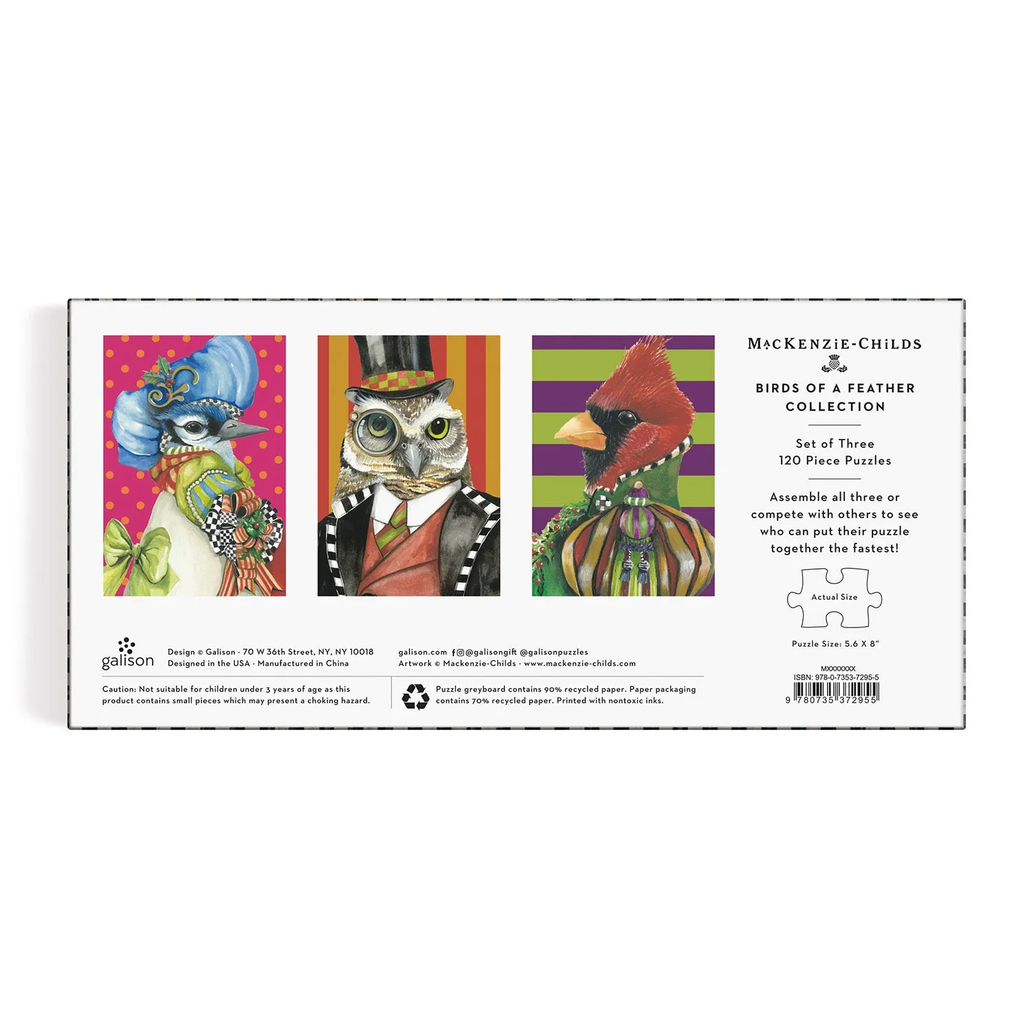 MacKenzie-Childs Birds of a Feather puslespil sæt 3x120 brikker