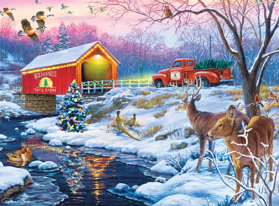 Buffalo Games Darrell Bush Christmas in the Country puslespil 1000 brikker