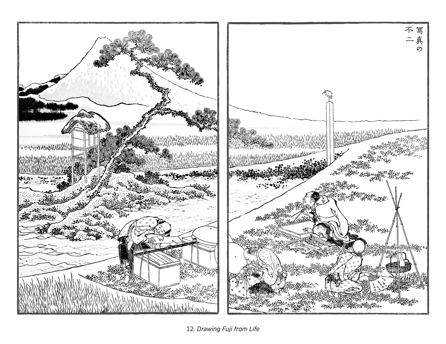 Pomegranate Hokusai Views of Mt. Fuji malebog landskab