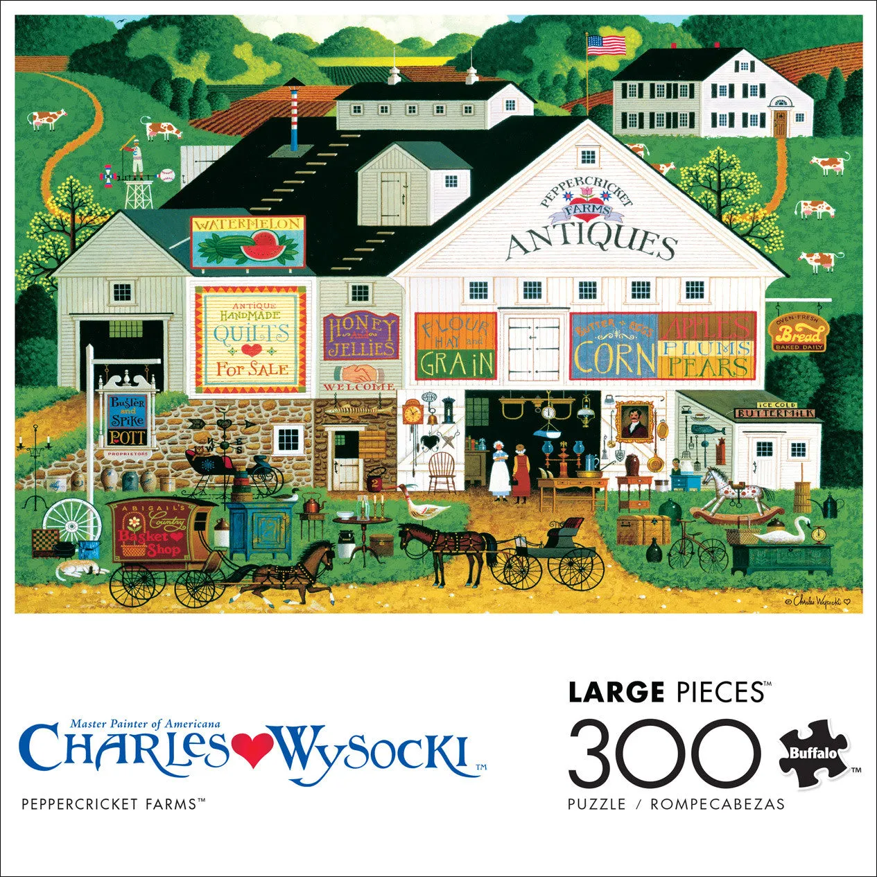 Buffalo Games Charles Wysocki Peppercricket Farms puslespil 300 store brikker
