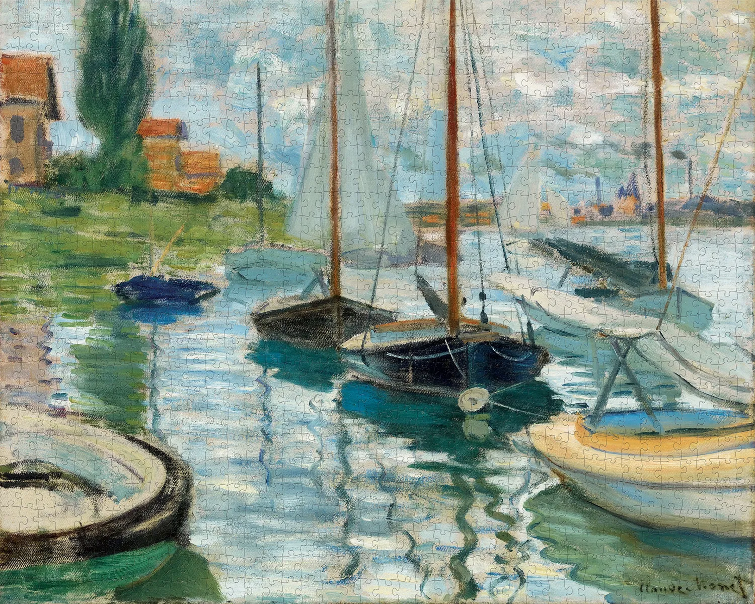 Pomegranate Claude Monet Sailboats on the Seine puslespil 1000 brikker