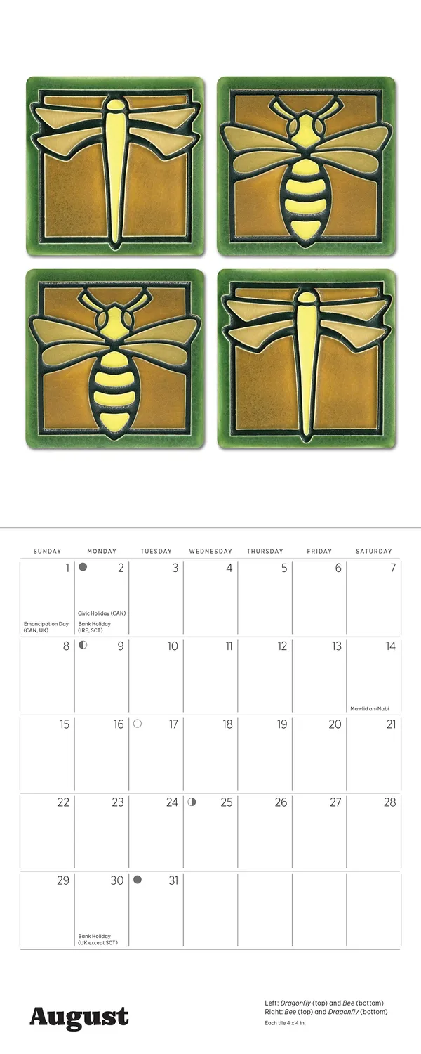 Pomegranate Arts & Crafts Tiles mini vægkalender 2027