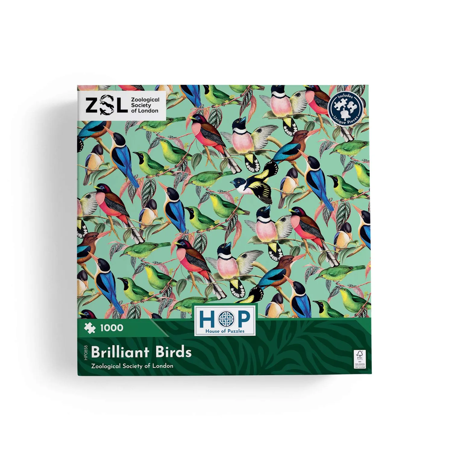 House of Puzzle ZSL Brilliant Birds puslespil 1000 brikker fugle