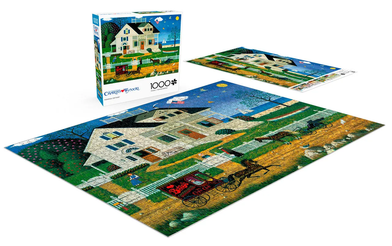 Buffalo Games Charles Wysocki Pickwick Cottage puslespil 1000 brikker kystmotiv