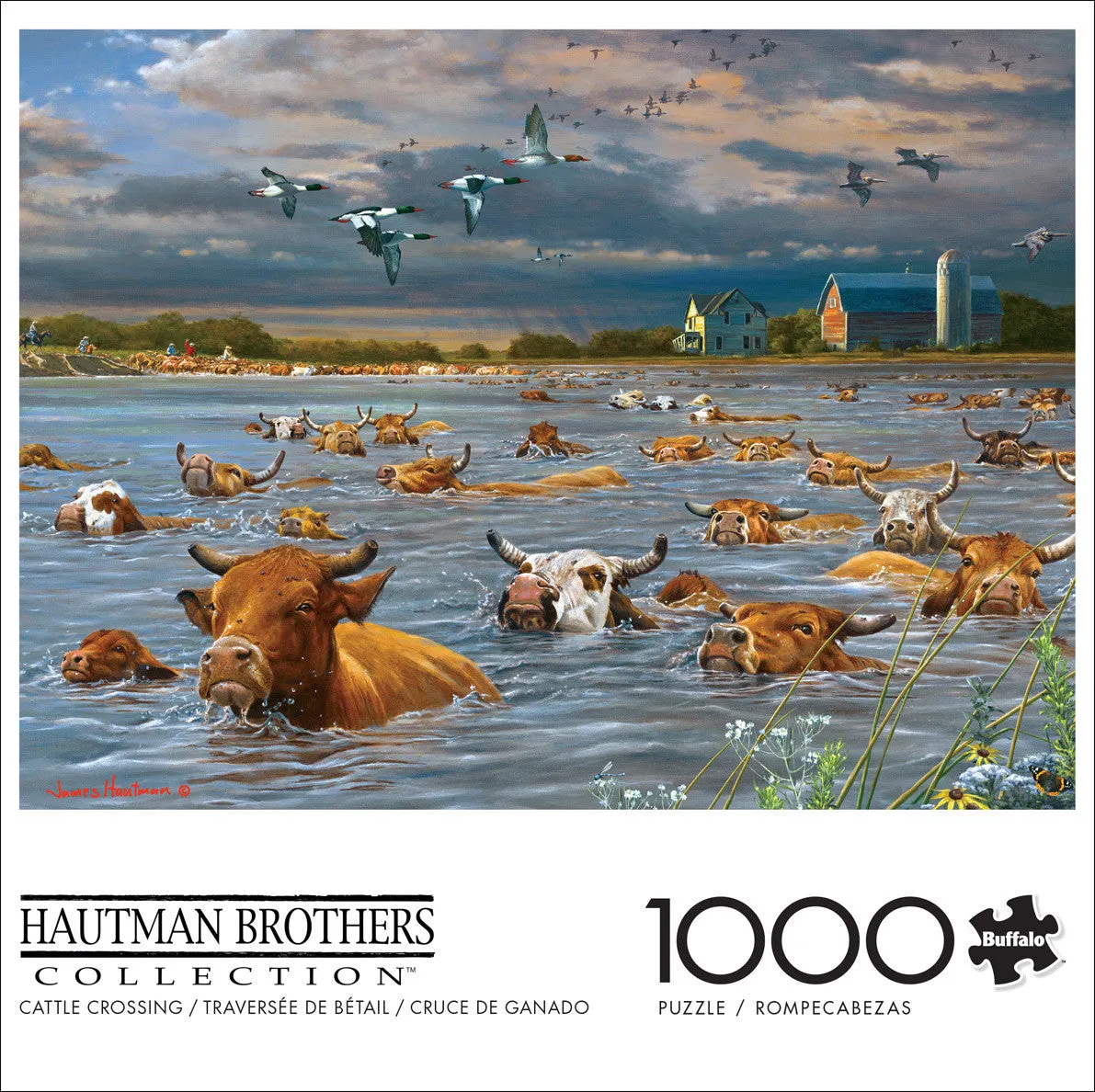 Buffalo Games Hautman Cattle Crossing puslespil 1000 brikker køer