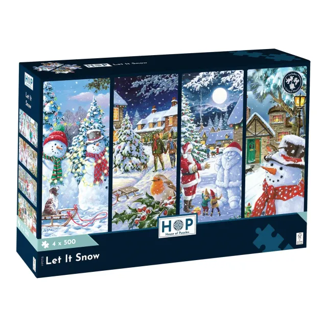 House of Puzzle Let It Snow 4 x 500 puslespil jul
