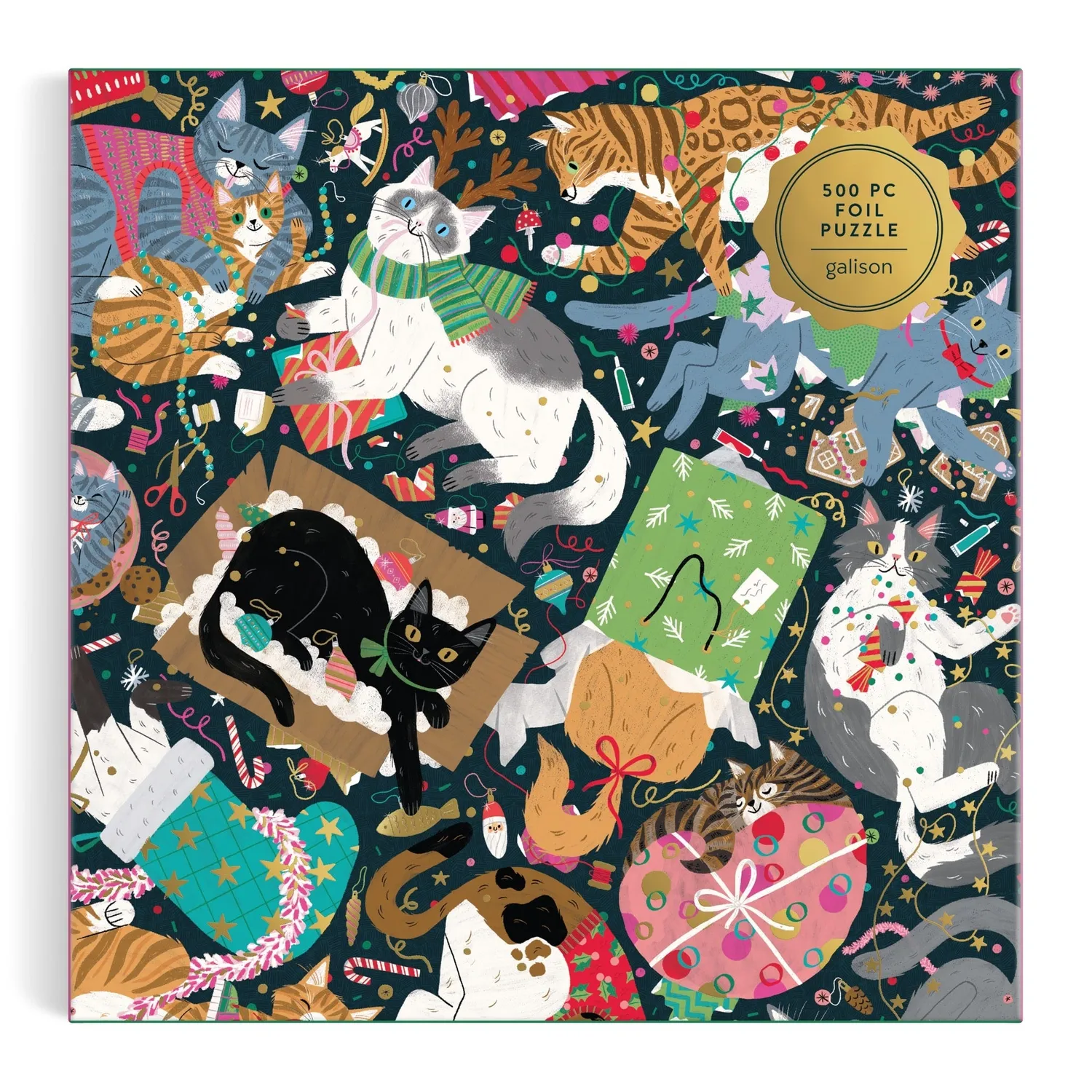 Good Puzzle Co. Catmas Chaos 500 brikker puslespil katte folie