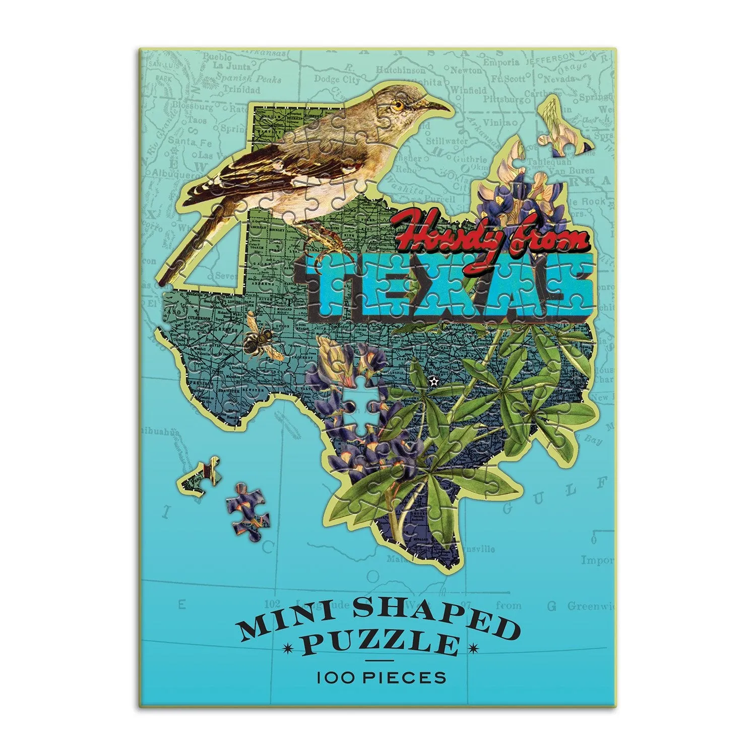 Galison Wendy Gold Texas mini puslespil 100 brikker formet