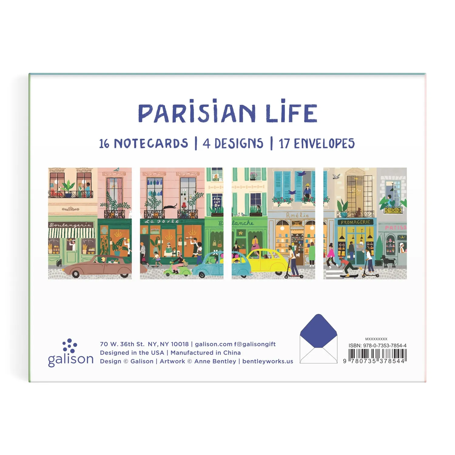 Galison Parisian Life brevkort 16 stk Paris-motiver