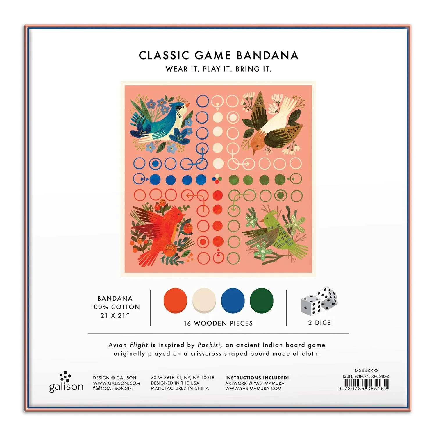 Galison Yasmin Imamura Avian Flight bandana spil fugle