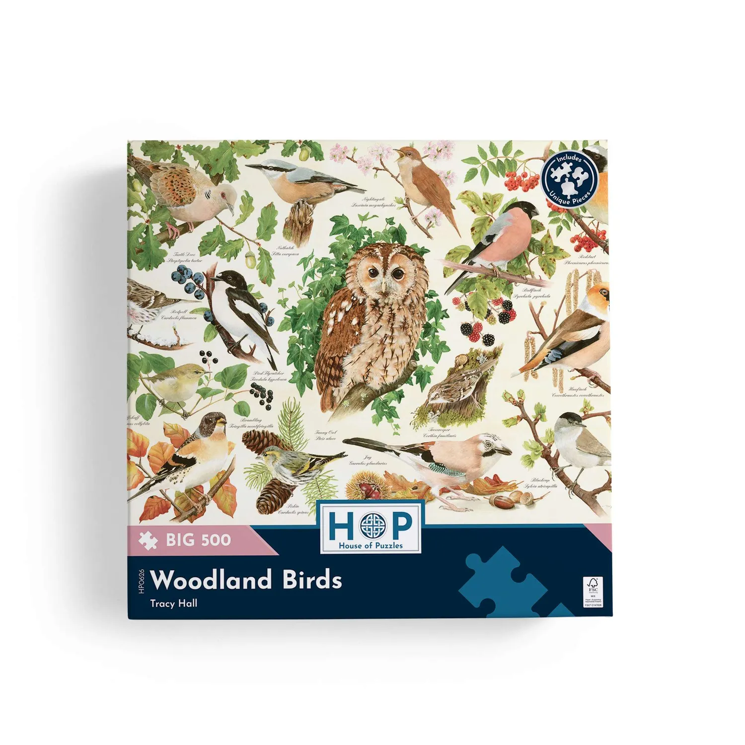 House of Puzzles BIG 500 Woodland Birds puslespil 500 brikker