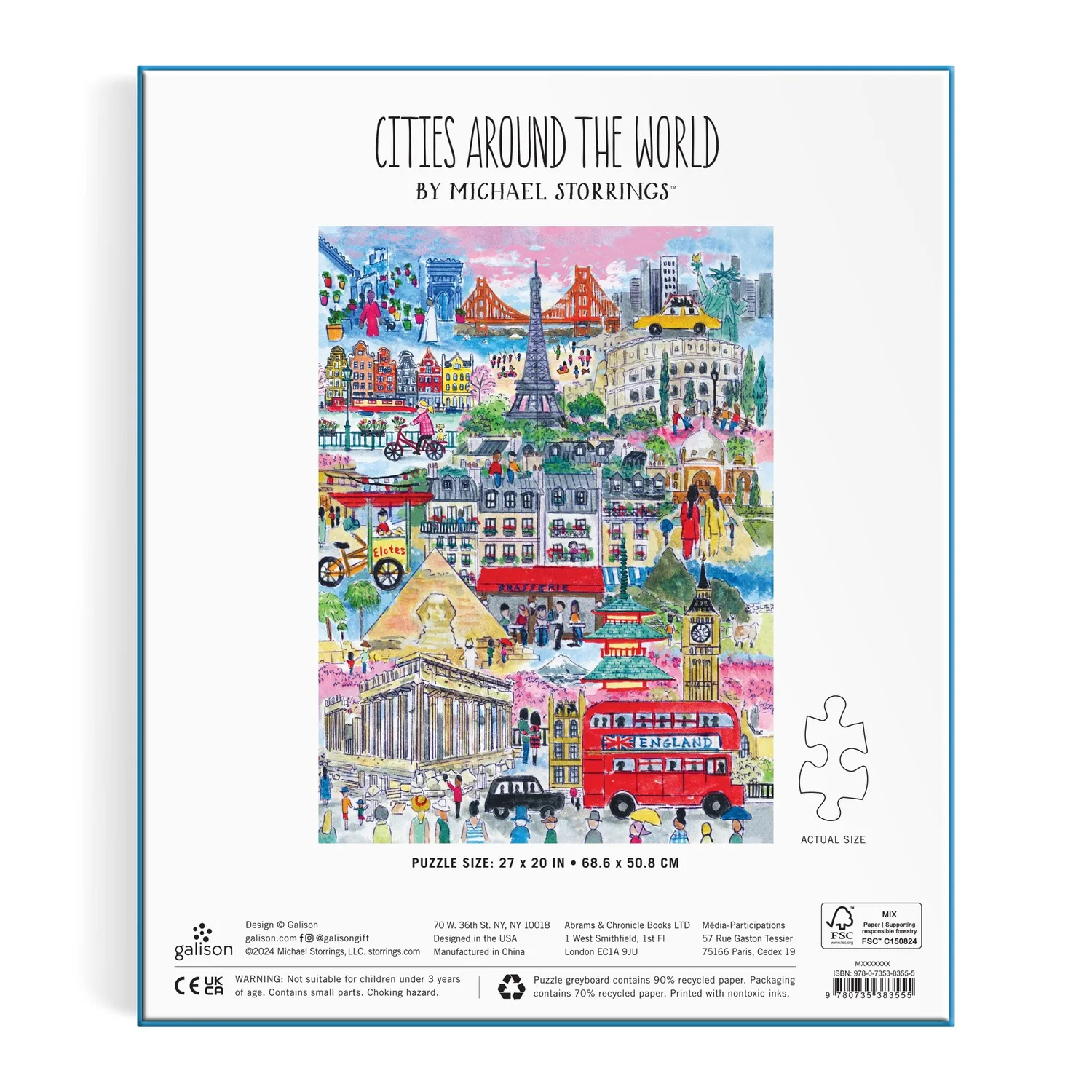 Galison Michael Storrings Cities Around the World puslespil 1000 brikker bymotiv