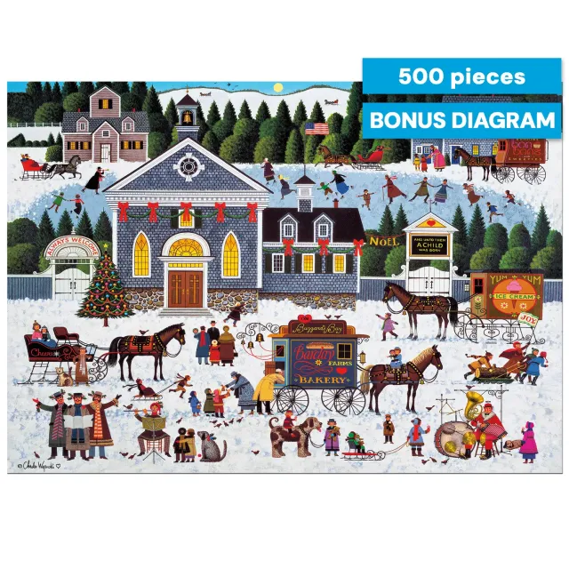 Buffalo Games Wysocki Churchyard Christmas puslespil 500 brikker jul