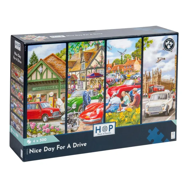 House of Puzzle Nice Day For A Drive puslespil 4x500 brikker bil