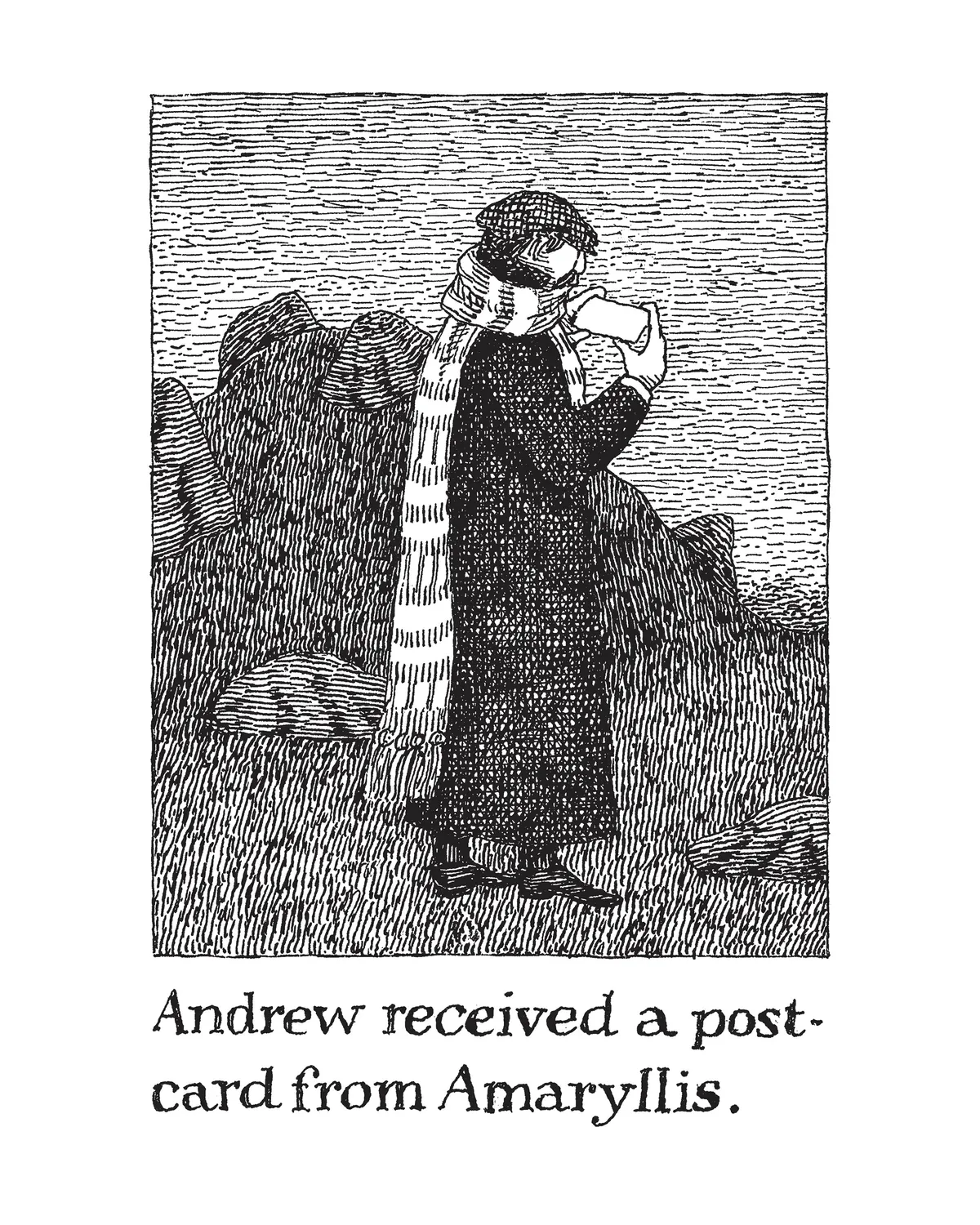 Pomegranate Edward Gorey Helpless Doorknob minivægkalender 2027 humor