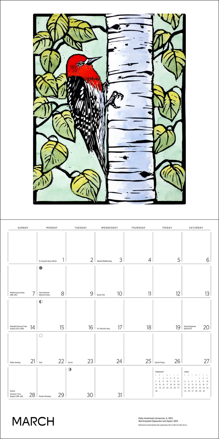 Pomegranate Molly Hashimoto Birds vægkalender 2027 fugle