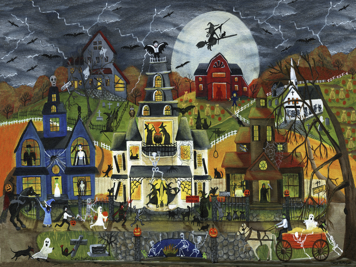 Pomegranate Cheryl Bartley Spooky Street puslespil 1000