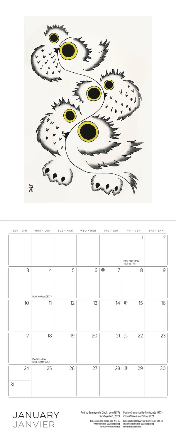 Pomegranate Inuit Art Kinngait 2027 minivægkalender