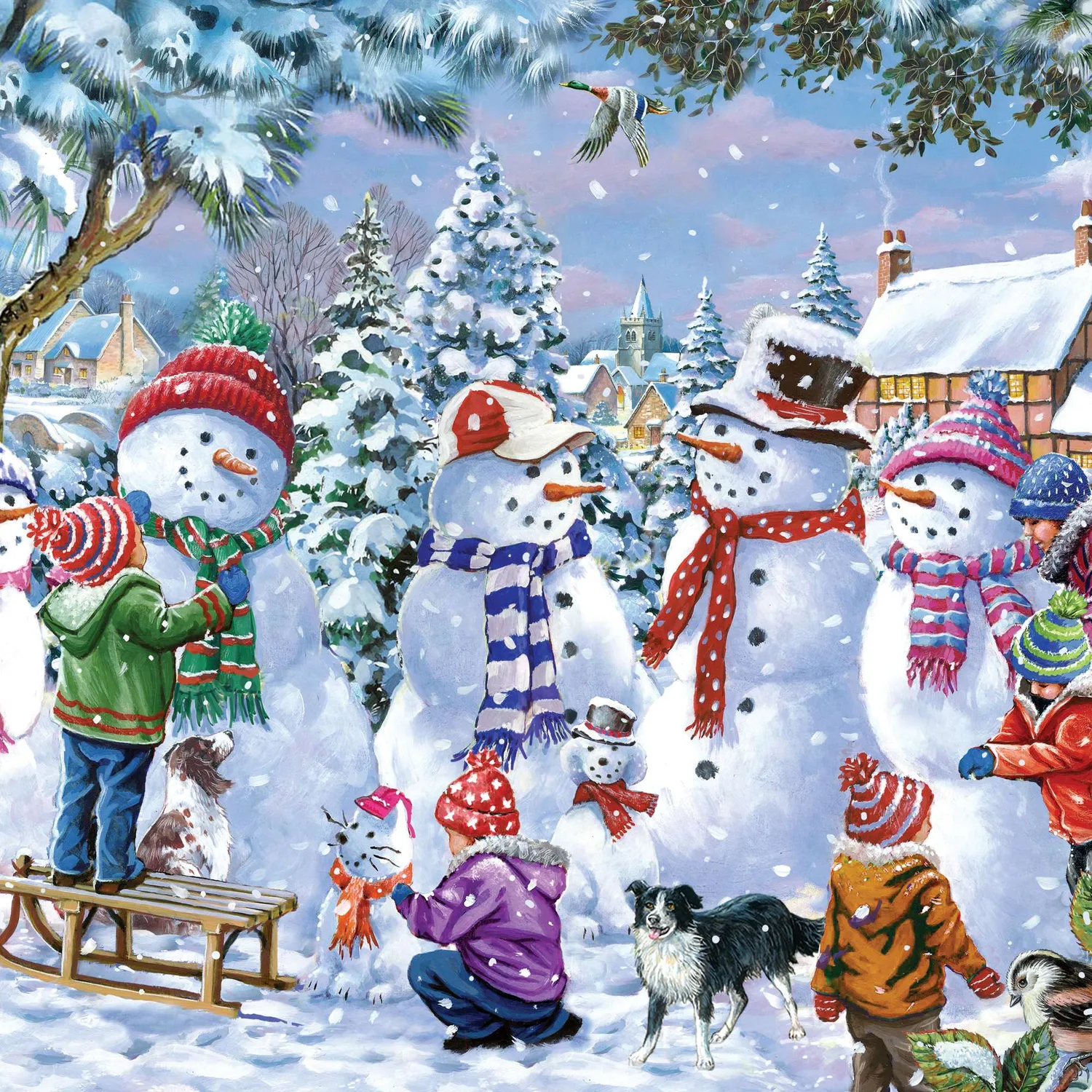 House of Puzzles Seven Silly Snowmen puslespil 1000 julebrikker