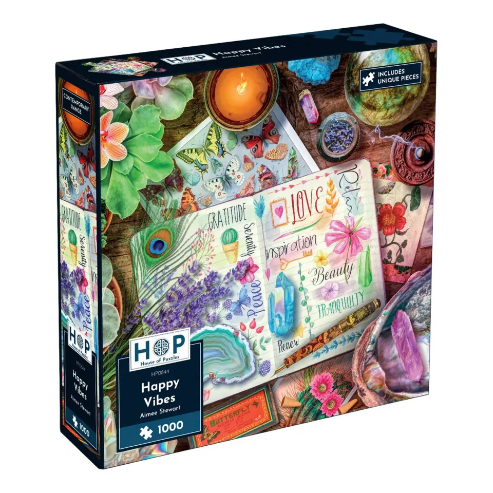 House of Puzzle Happy Vibes puslespil 1000 brikker krystaller