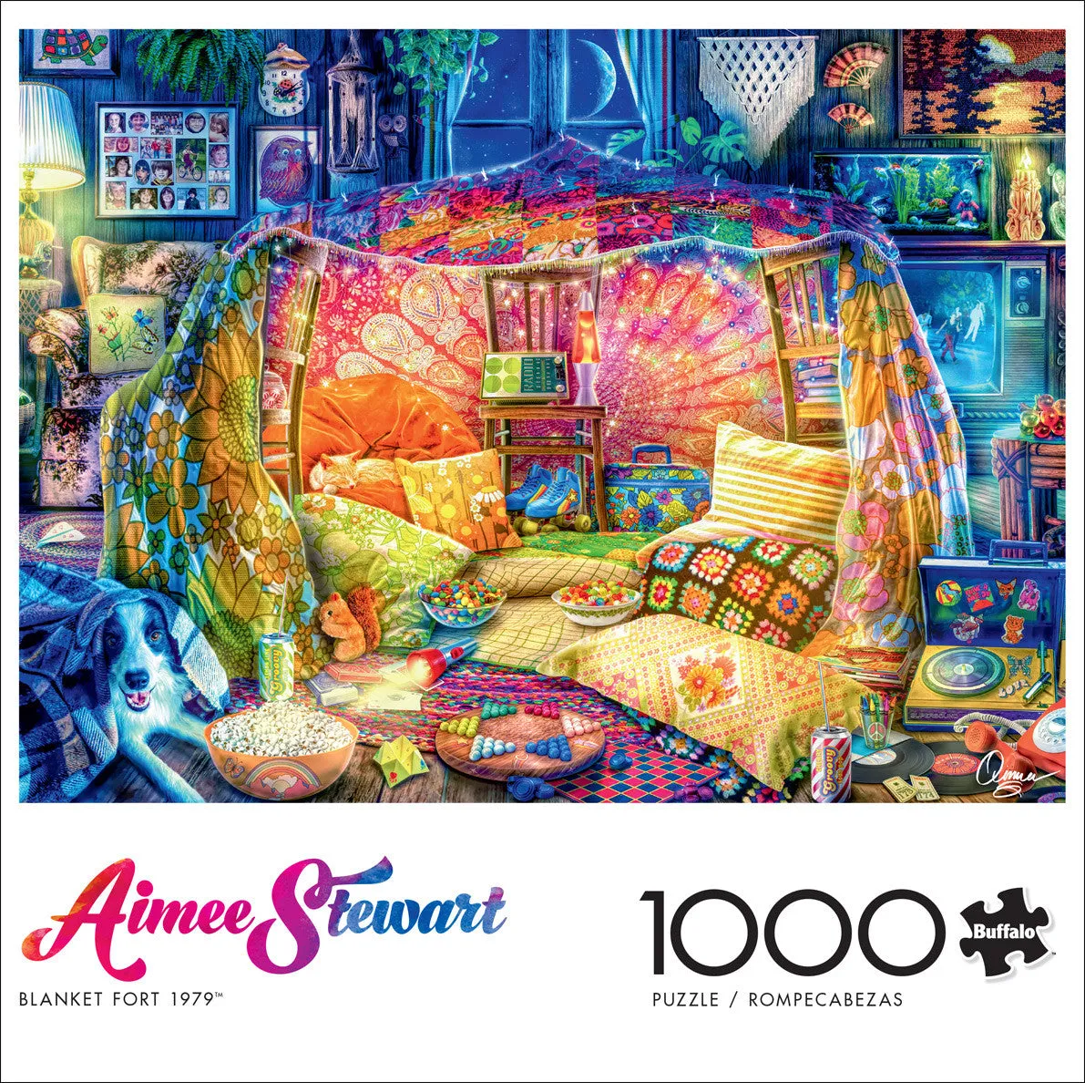 Buffalo Games Aimee Stewart Blanket Fort puslespil 1000 brikker hygge