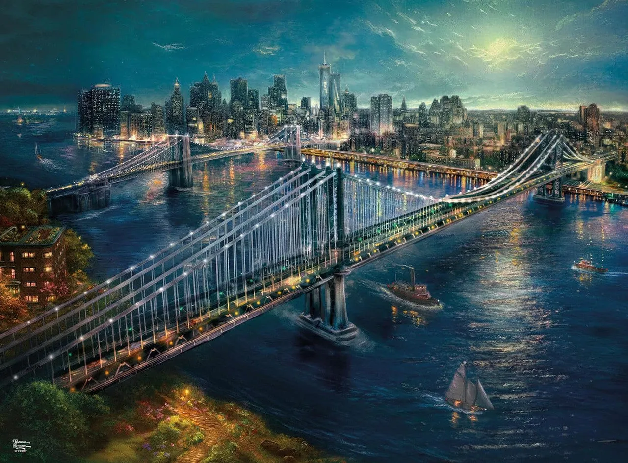 Buffalo Games Silver Select Moonlight Over Manhattan puslespil 1000 brikker natmotiv