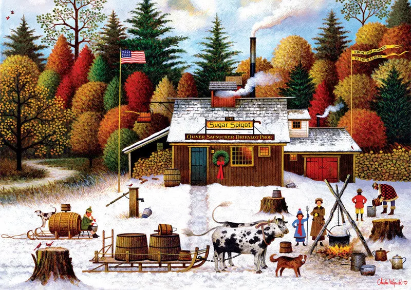 Buffalo Games Charles Wysocki Vermont Maple Tree Tappers puslespil 300 brikker