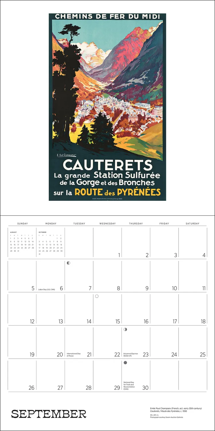 Pomegranate France Vintage Travel Posters vægkalender 2027