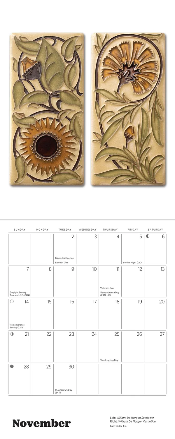 Pomegranate Arts & Crafts Tiles mini vægkalender 2027