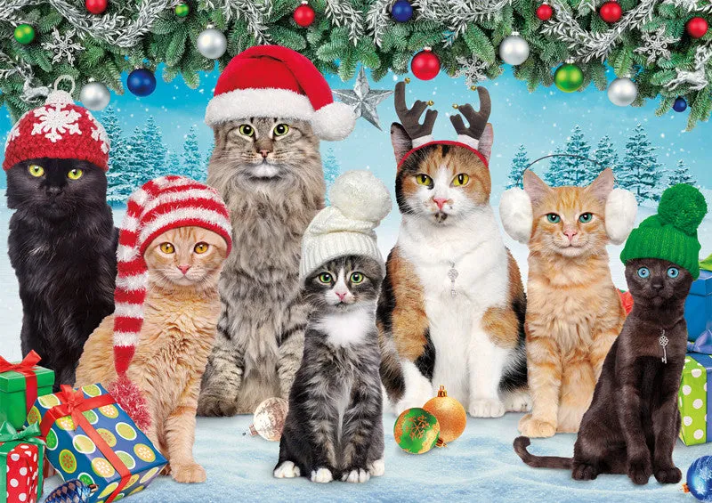 Buffalo Games Meowy Christmas puslespil 300 store brikker katte