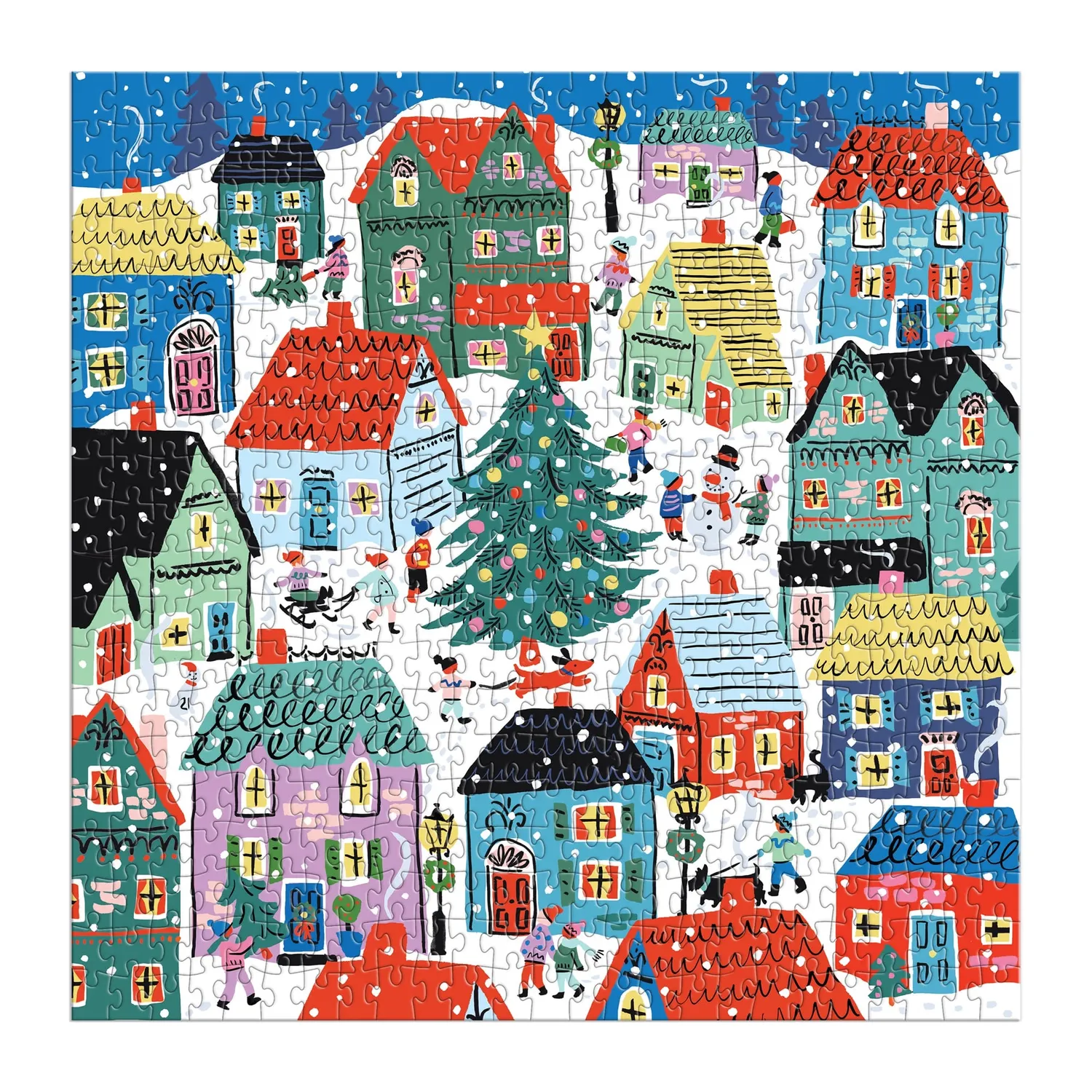 Galison Christmas in the Village puslespil 500 brikker juleby