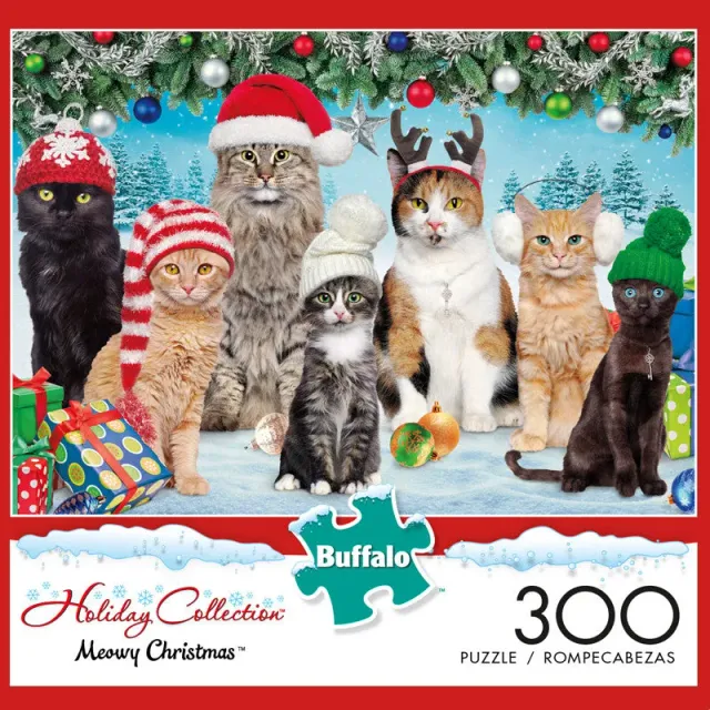 Buffalo Games Meowy Christmas puslespil 300 store brikker katte
