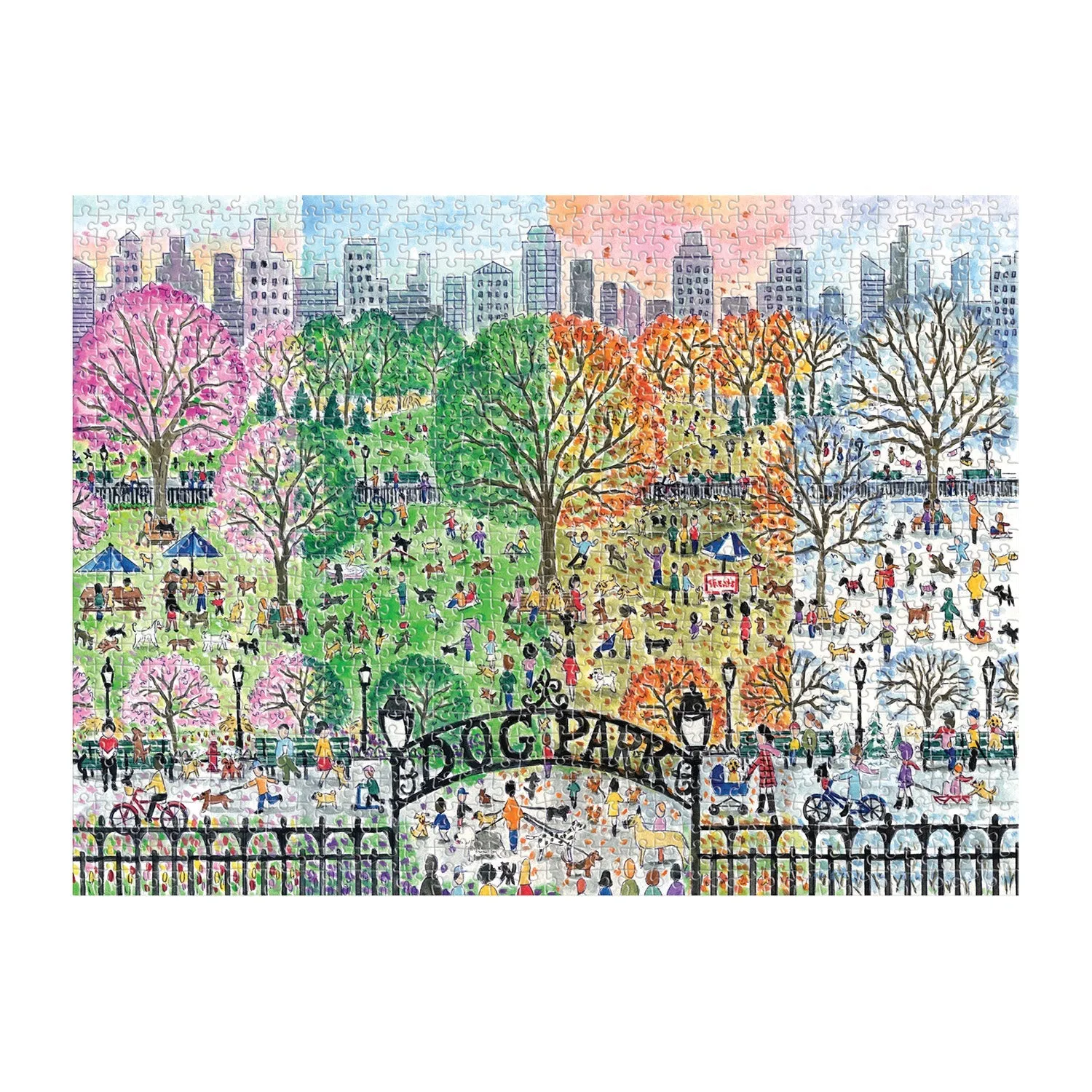 Good Puzzle Co. Storrings Dog Park Four Seasons puslespil 1000 brikker