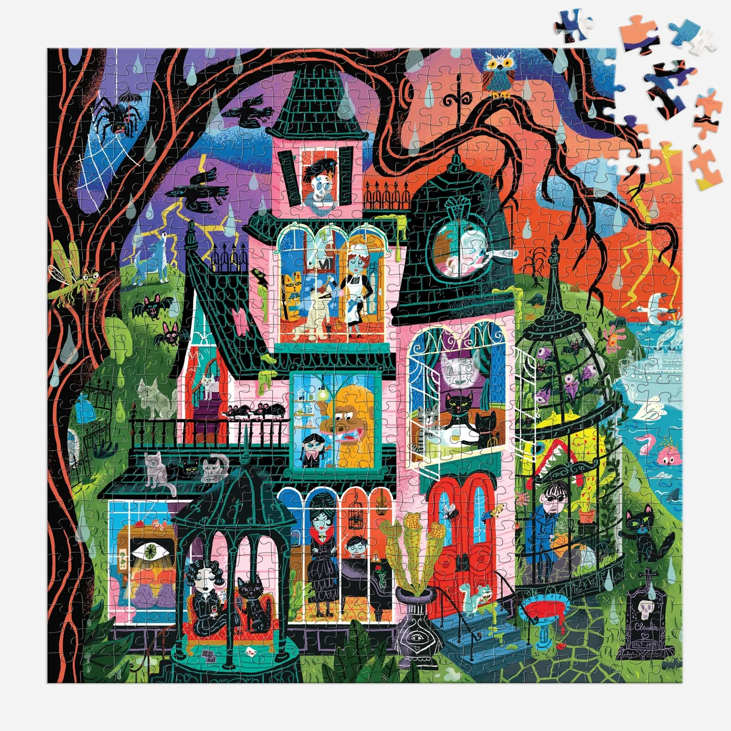 Mudpuppy Monster Mansion puslespil 500 brikker halloween