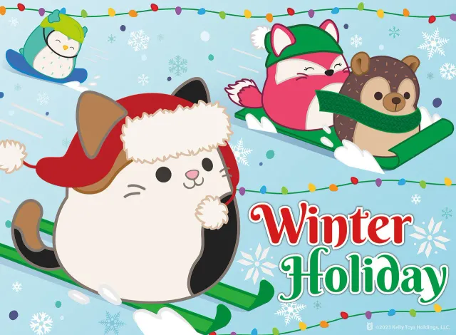 Buffalo Games Squishmallow Winter Holiday puslespil 100 brikker til børn