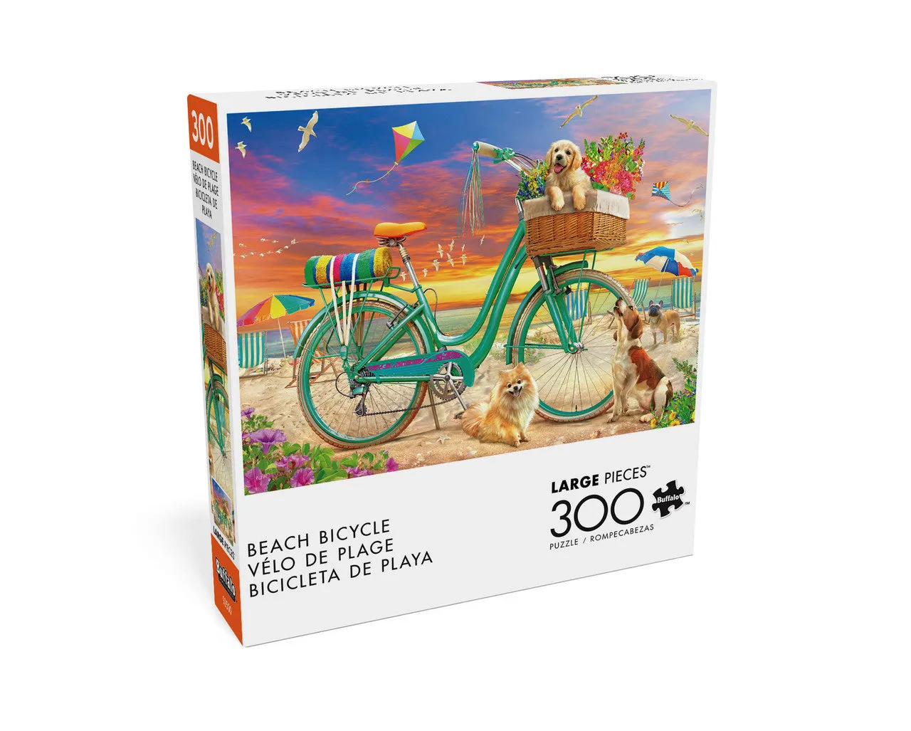 Buffalo Games Beach Bicycle puslespil 300 store brikker hunde