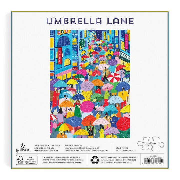 Galison Umbrella Lane puslespil 1000 brikker bymotiv