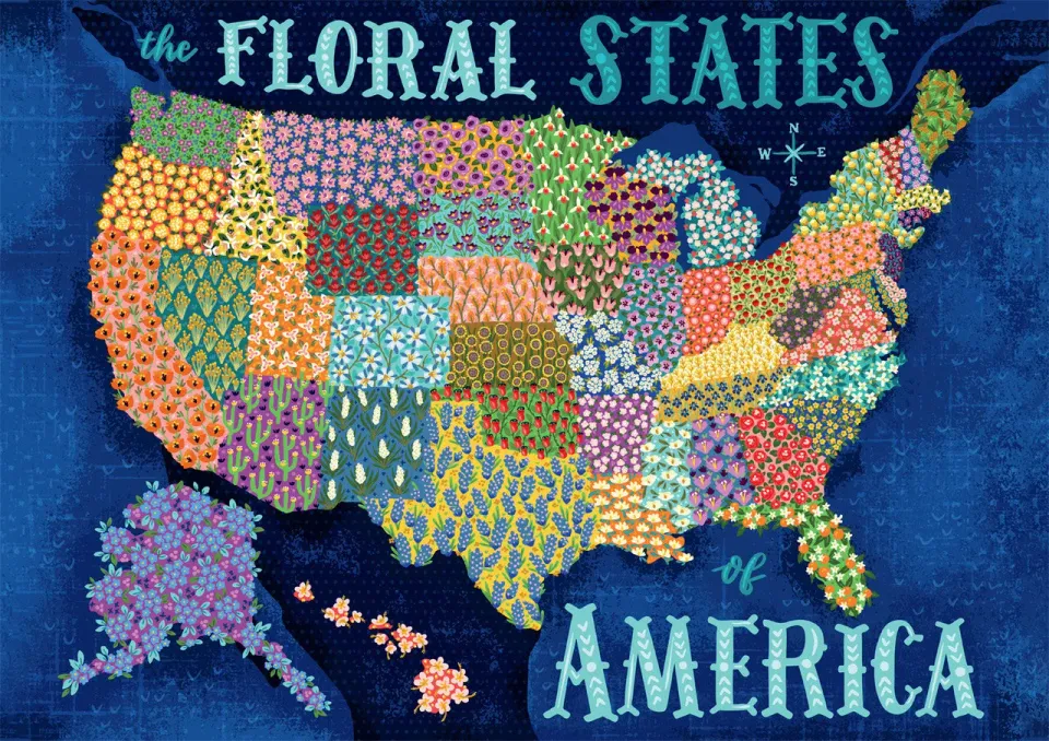 Buffalo Games The Floral States of America puslespil 300 brikker blomster