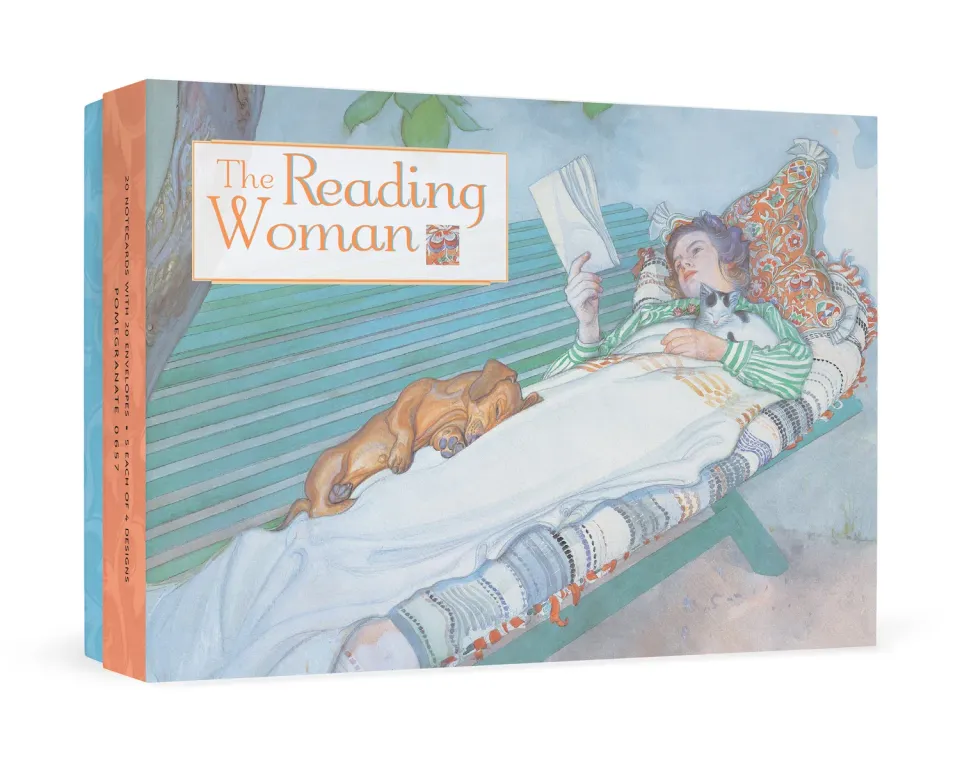 Pomegranate Reading Woman kortæske 20 kort litteratur