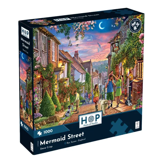 House of Puzzle Mermaid Street 1000 puslespil aftenmotiv