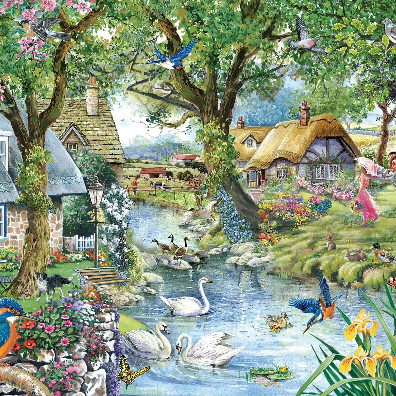 House of Puzzle BIG Kingfisher Cottage puslespil 500 brikker flod