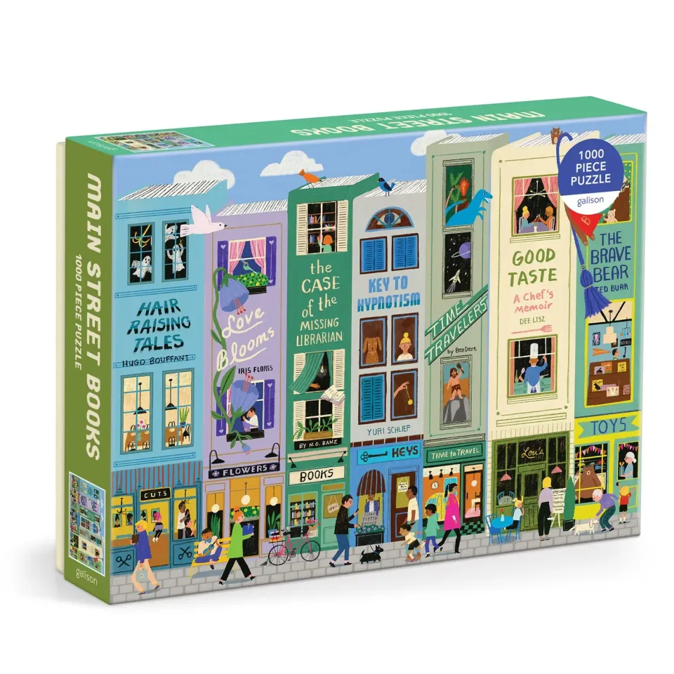 Good Puzzle Co. Anne Bentley Main Street Books puslespil 1000 brikker bymotiv