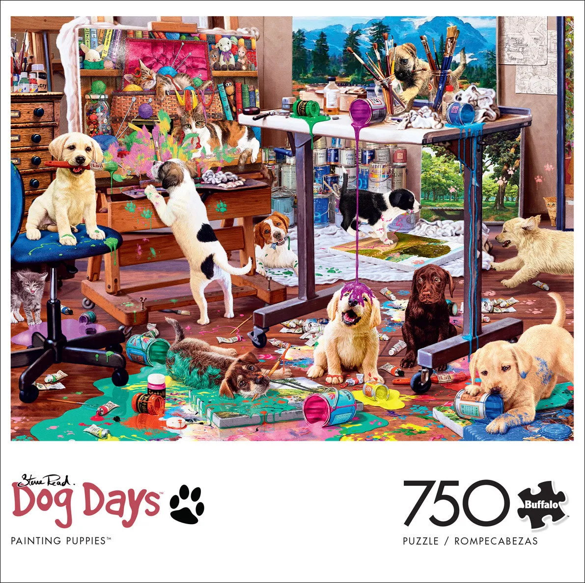 Buffalo Games Dog Days Painting Puppies puslespil 750 brikker