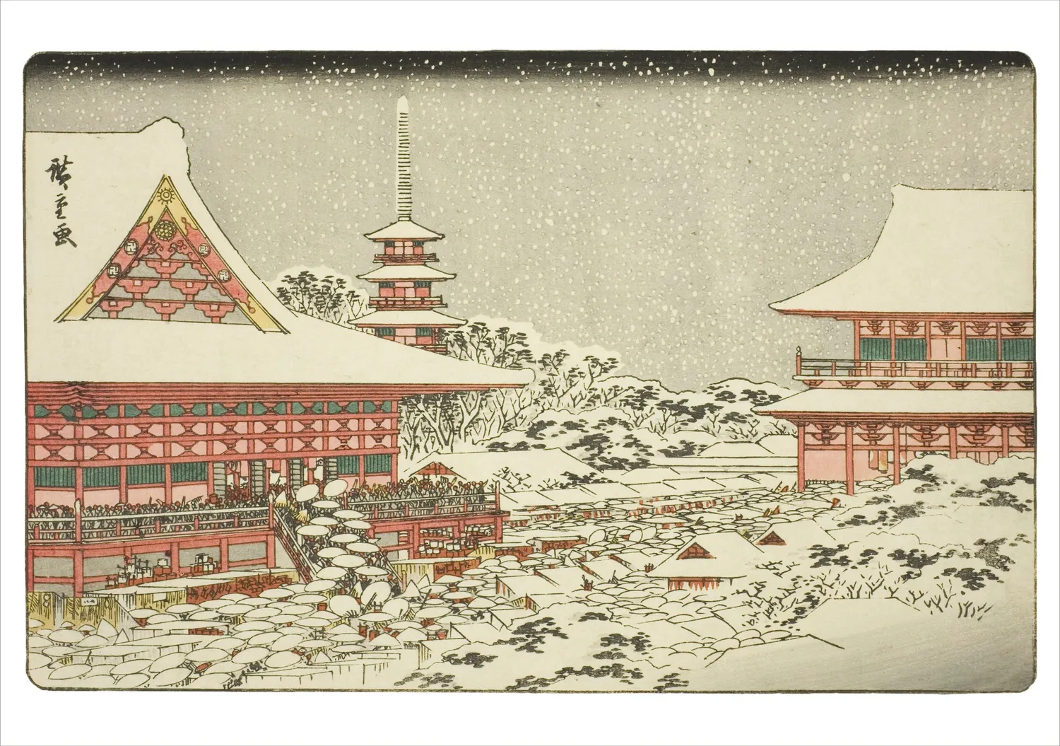Pomegranate Hiroshige Scenes of Winter julekort sæt 20 stk