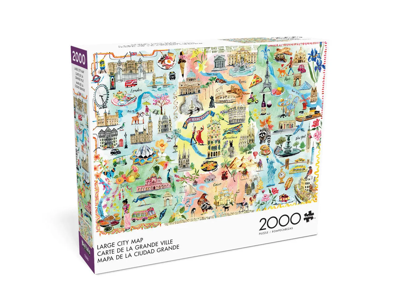 Buffalo Games Large City Map puslespil 2000 brikker verdenskort