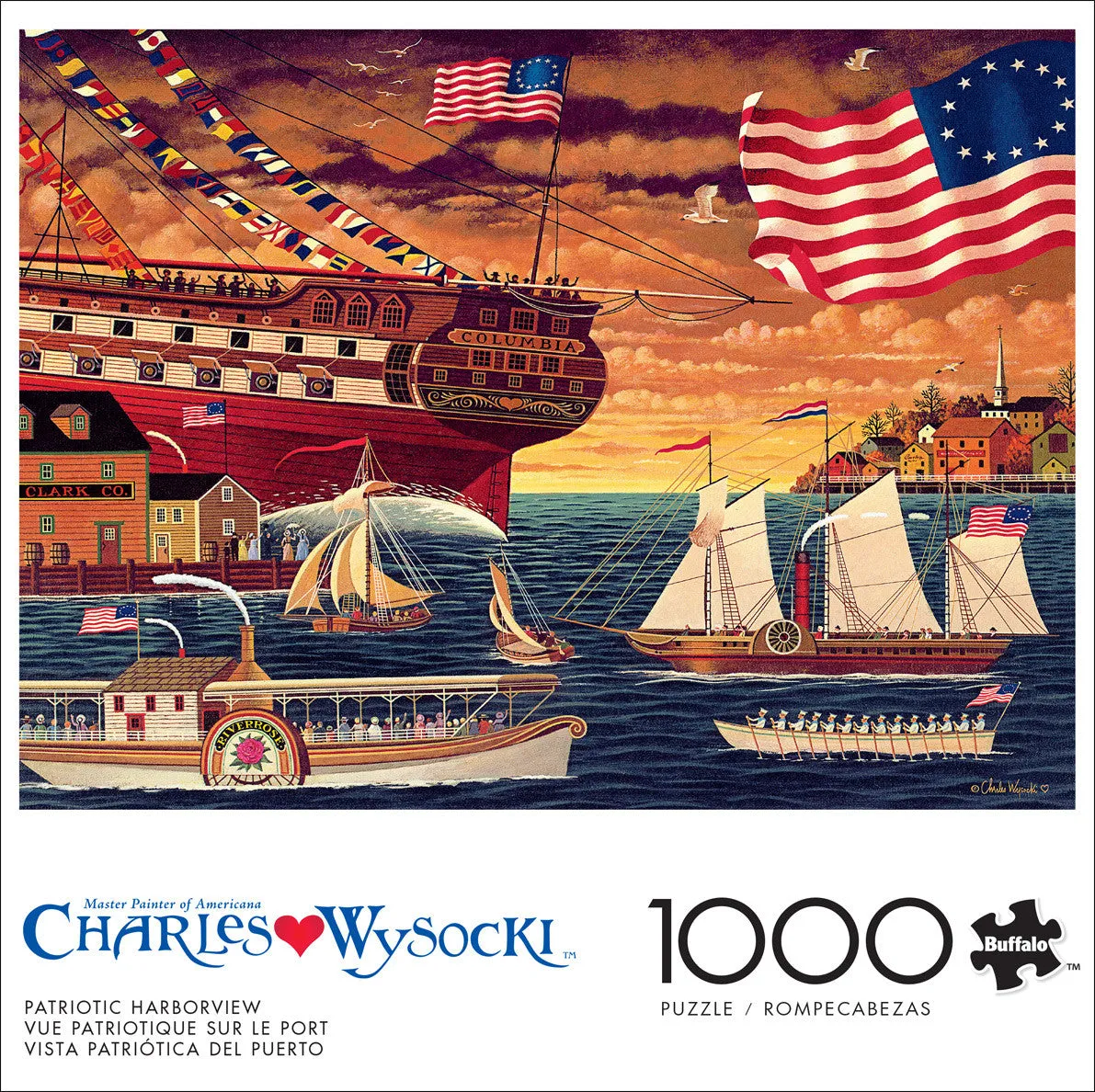 Buffalo Games Charles Wysocki Patriotic Harborview puslespil 1000 brikker havn