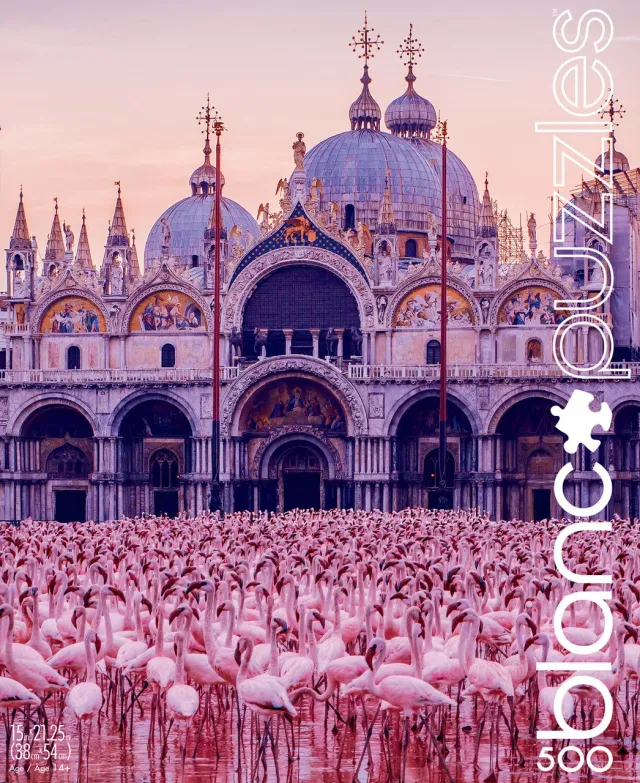 Buffalo Games Blanc Pink Flamingo Palace puslespil 500 brikker lyserødt